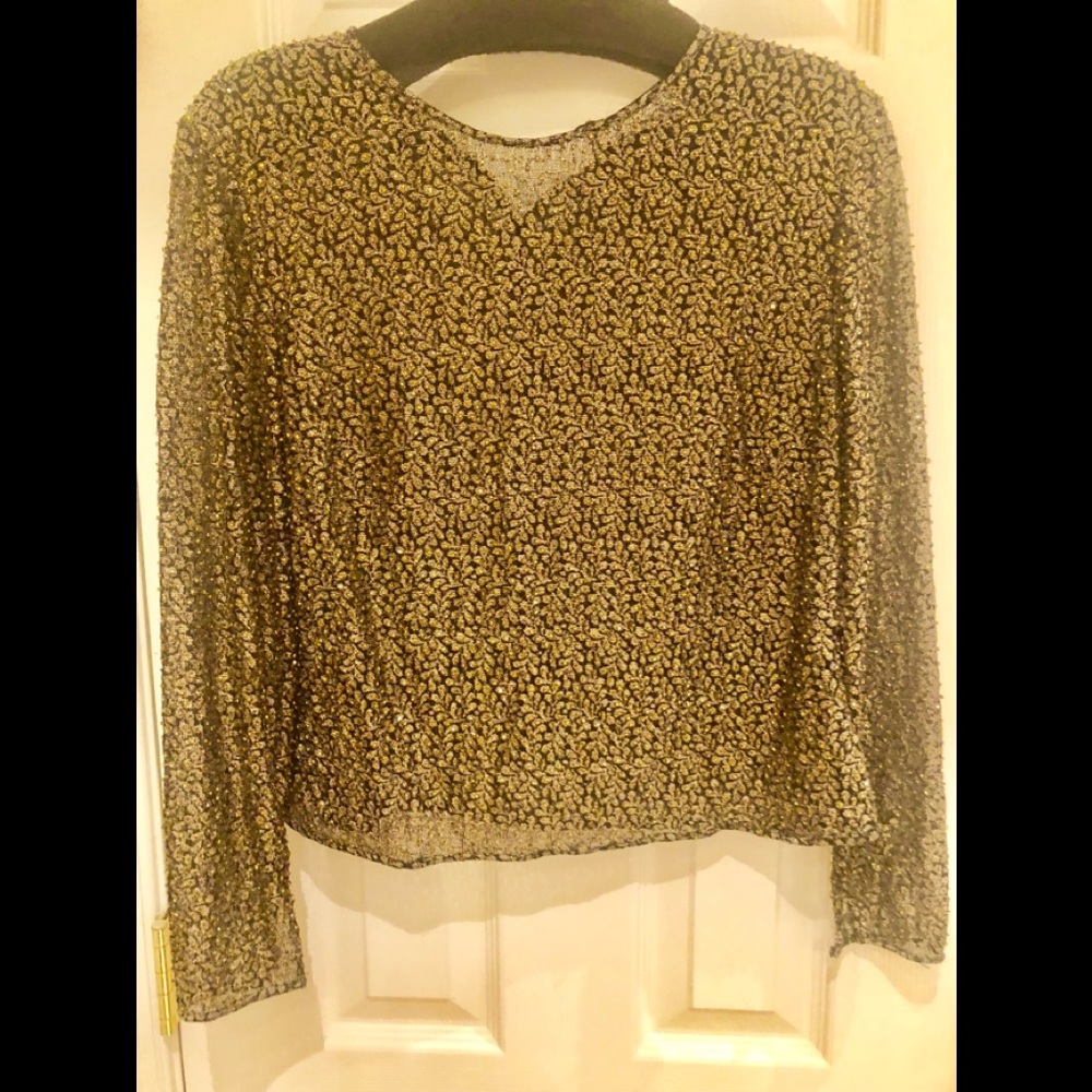 Gold and black sequin top
